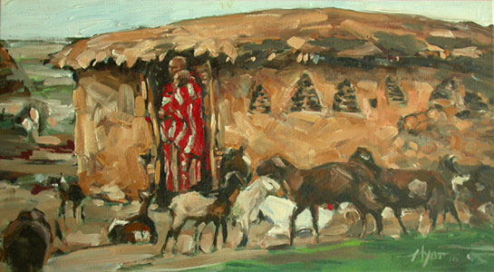 Masai Mother with Goats